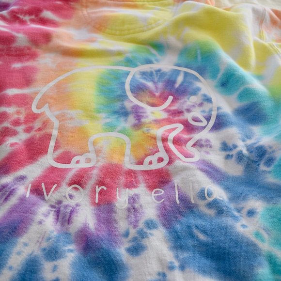 NWOT ~ IVORY ELLA Rainbow Oversized Fit Tie Dye Hoodie S - Picture 2 of 8